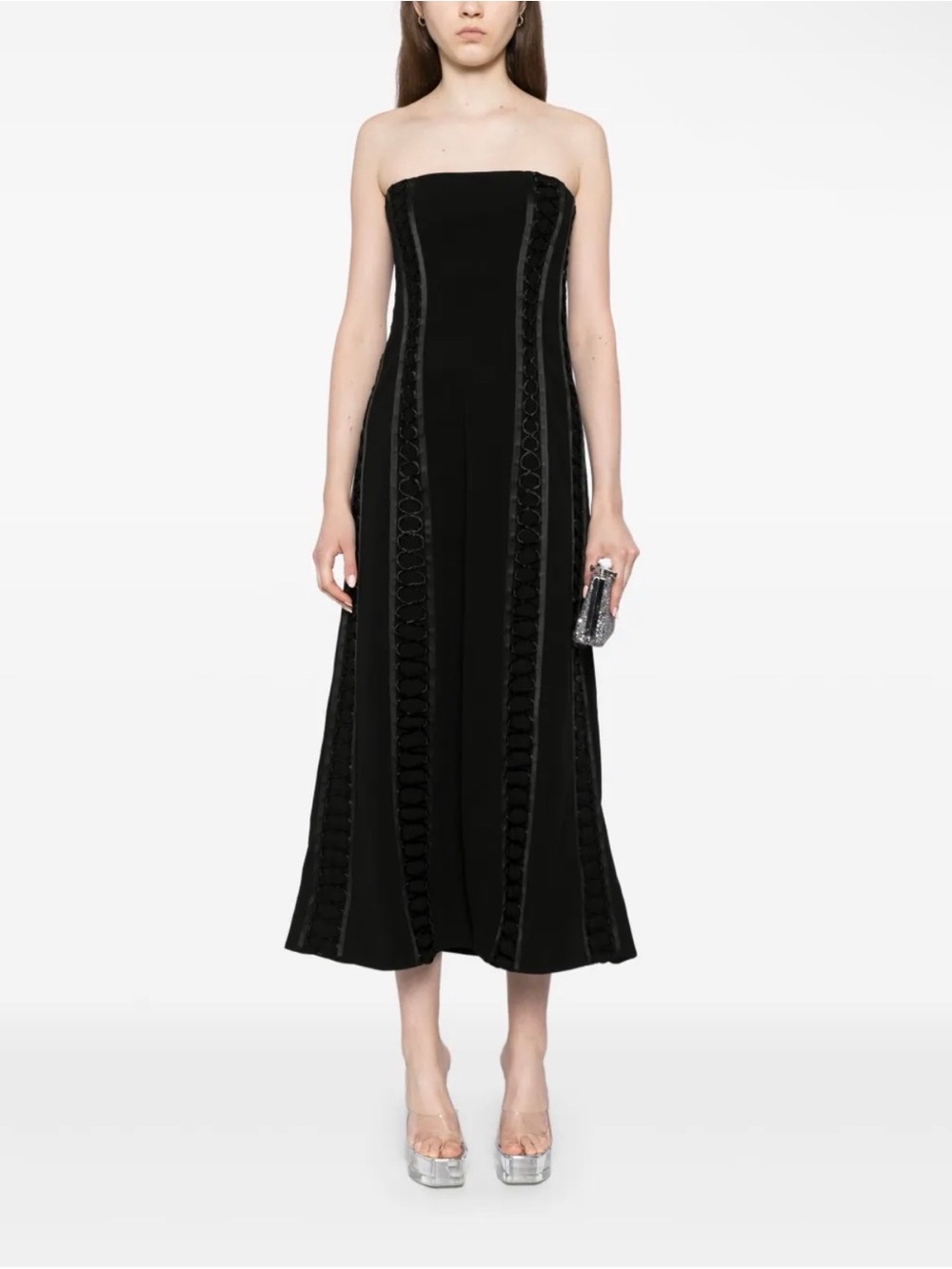 New With Tags SIMKHAI Dennison Dress Strapless Black Midi - Picture 3 of 12
